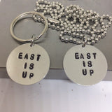 Twenty One Pilots Necklace or Keychain - East is Up / Custom Handmade Metal Stamped Pendant