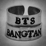 BTS Ring / Bangtan Ring / BTS Jewelry / BTS Fan Gift / Custom Hand Stamped Aluminum Ring