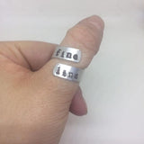 Harry Styles Ring - Fine Line Ring / Aluminium Wrap Ring / One Direction Fan Gift / Custom Handmade Metal Stamped Ring