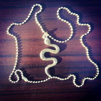 Snake Pendant Necklace / Serpent Charm Necklace