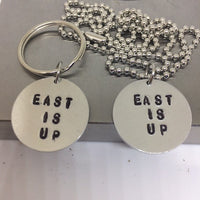 Twenty One Pilots Necklace or Keychain - East is Up / Custom Handmade Metal Stamped Pendant
