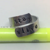 Twenty One Pilots Ring - Stay Alive / Metal Stamped Jewelry / Personalized Jewelry