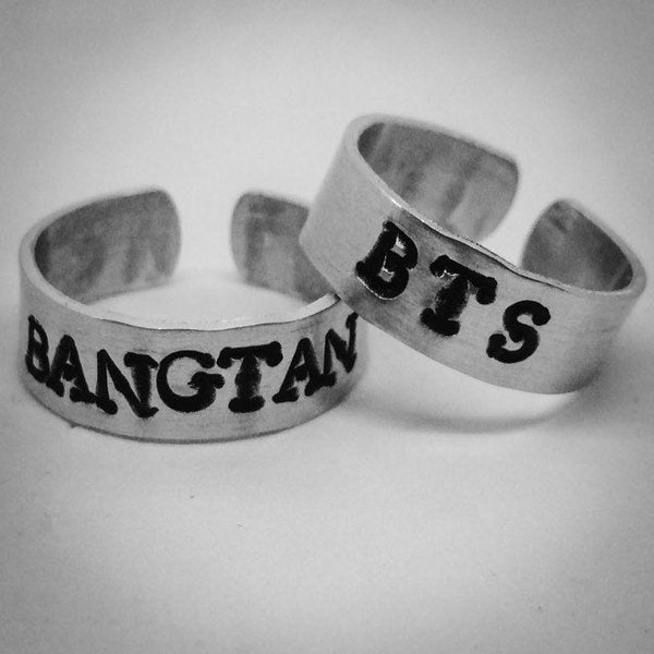 BTS Ring / Bangtan Ring / BTS Jewelry / BTS Fan Gift / Custom Hand Stamped Aluminum Ring